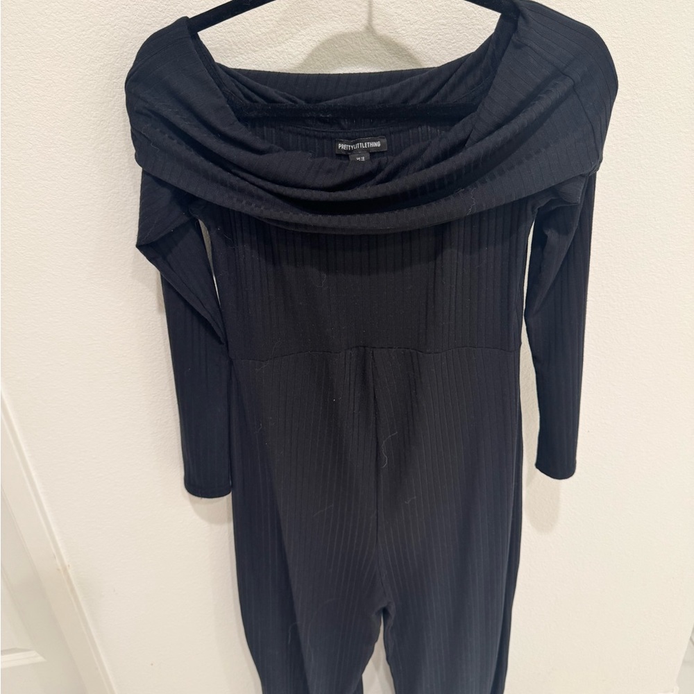 PrettyLittleThing Charcoal Ribbed Top - Picture 2 of 4